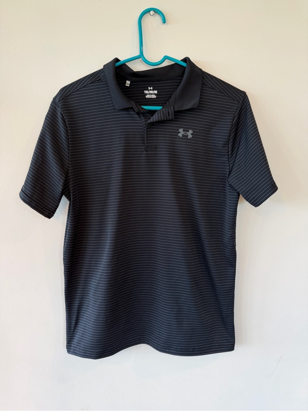Under Armour Black Polo with Thin Gray Stripes